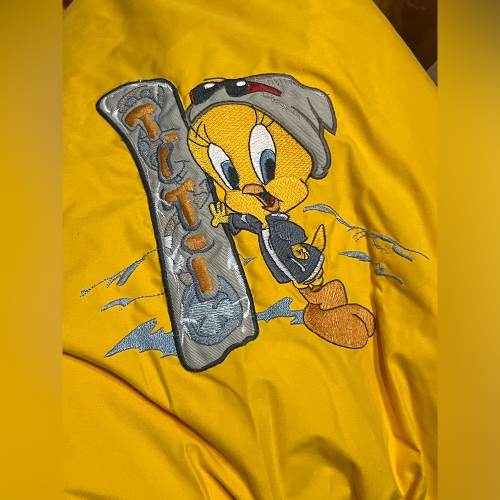 Vintage FRENCH Warner Bros. Looney Tunes Tweety Titi Yellow Black Ski Suit Youth